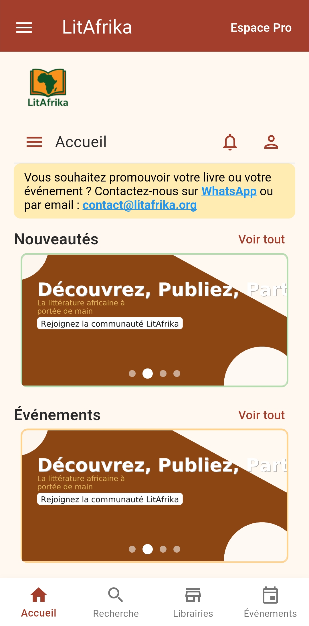Aperçu de l’application LitAfrika
